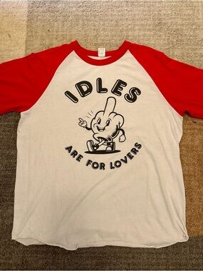 IDLES White & Red Raglan Graphic "Are For Lovers" T-Shirt XXL